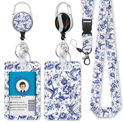 Giancomics Bird Lanyards for ID Badges, Badge Holder Retractable Reel Card - color: Blue Bird