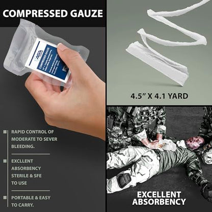 ASA Techmed Bleeding Control Kit | Gunshot Wound Trauma Kit | Comprehensive Bleed Stop Kit | IFAK Refill for Traumatic Blood Loss Emergencies - Ideal for Road Accidents | Active Shooter Prepper