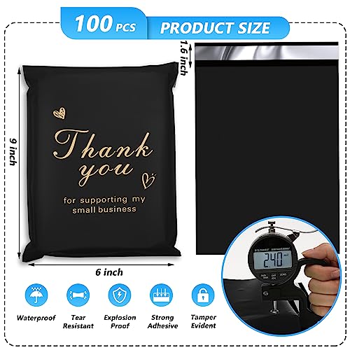 Thank You Poly Mailer 6x9 Inch 100 Pcs, Black - color: Black, size: 6x9 Inch 100 pcs