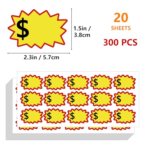300 Pcs Garage Sale Stickers, 2.3 x 1.5 Inches - style: Contemporary