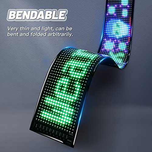 KJOY Programmable Huge Bright LED Signs, 27''x5'' USB 5V, Bluetooth App Control Custom Text Pattern Animation, Scrolling, Flexible LED Display for Car Store Party Bar Hotel - size: 27"x5"-1PCS