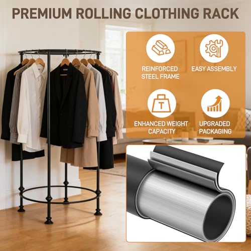 Dual-Form Rolling Clothing Rack, 330LBS Heavy Duty Garment Rack with Wheels