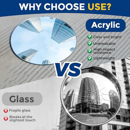 20in acrylic convex mirror 180° adjustable wide-angle indoor security mirror suitable for monitoring blind spots in parking lots Garage warehouses offices and traffic safety management - size: 20in