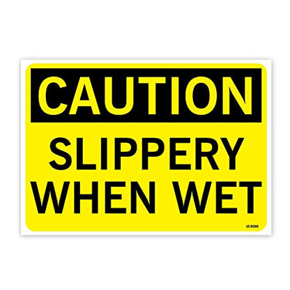 Caution: Slippery When Wet Sign, 10 x 7 Inch Vinyl Sticker