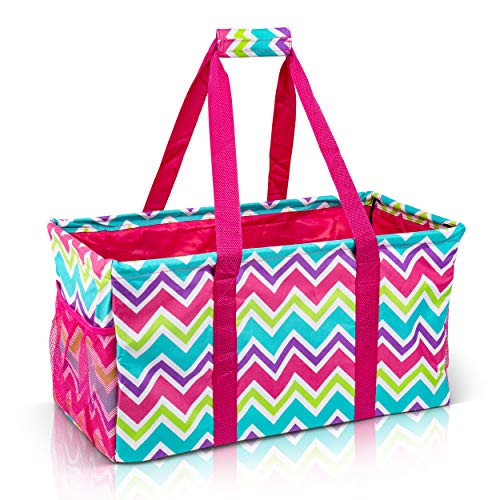 Extra Large Utility Tote Bag - Oversized Collapsible Beach Bag - Chevron Multi - color: Chevron Multi