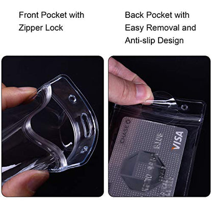 Wisdompro 10 Pack 2-Sided Card Slot Clear ID Badge Holder, Vertical - color: Clear Zip, size: 10 Pack Vertical