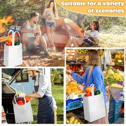 Windyun 50 Pcs Reusable Tote Bag Bulk 8 x 4 x 10 Inch, White - color: White