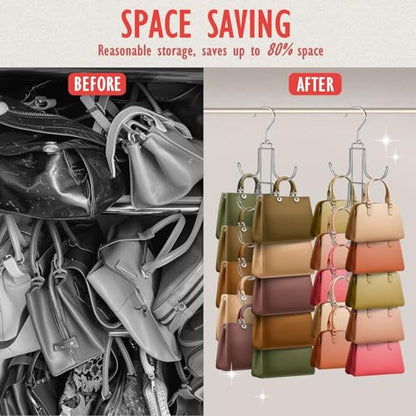 Purse Organizer for Closet: Upgraded Purse Hanger with 10 Big Hooks - style: Silver01