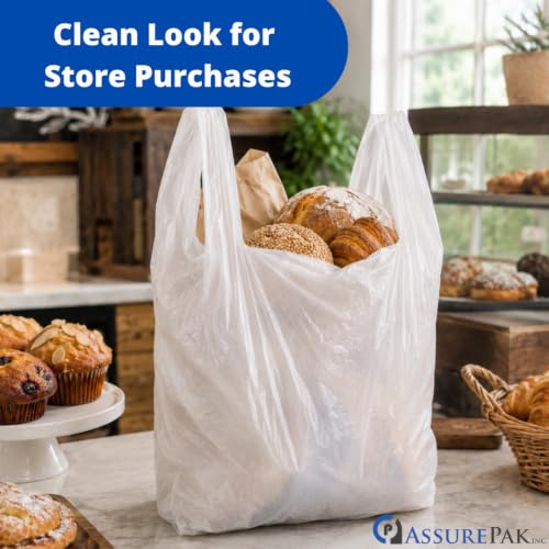 ASSUREPAK White Unprinted HDPE Bags, 16" x 8" x 30", 16 Micron, 500 Count
