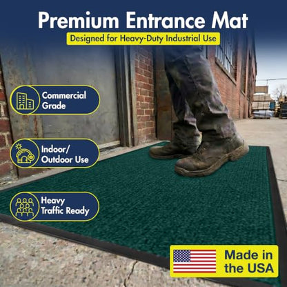 Notrax 109 Industrial Door Mat, 3' x 5' Green, Made in the USA - color: Hunter Green, size: 3' x 5' (Rectangular)