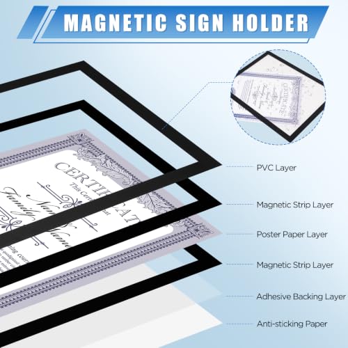 12 Pack Magnetic Sign Holder 11 x 17 inches with Magnetic Border - color: 12 Pack Black, size: 11 x 17