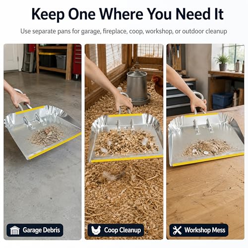 3-Pack 17" Heavy Duty Metal Dust Pans - size: 3 Count (Pack of 1)