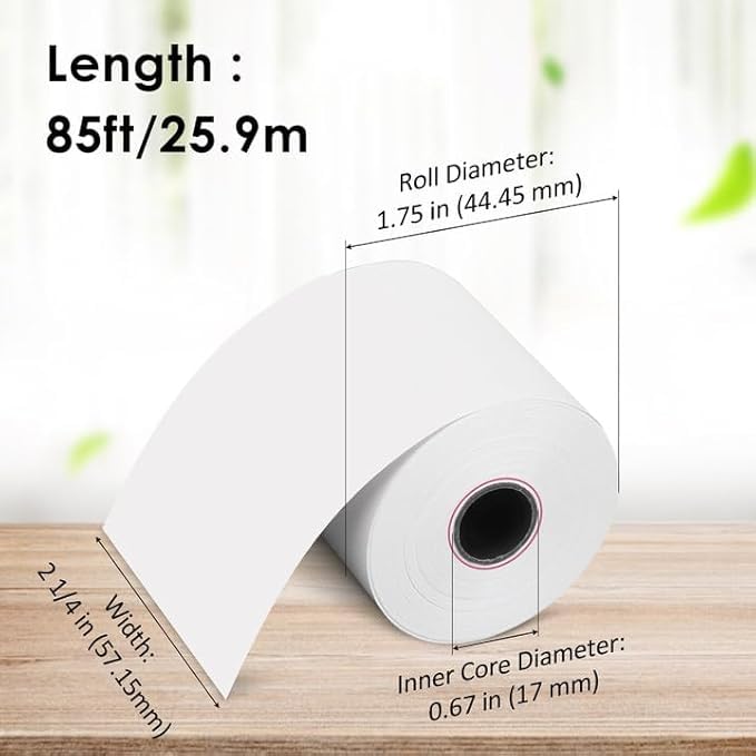 (150 Rolls)2 1/4 x 85 Thermal Paper Rolls 48GSM BPA FREE Receipt Rolls Thermal Teceipt Paper 2 1/4 85 Thermal Printer Paper Compatible with Printers, POS Cash Register,Credit Card - size: 2 1/4 in x 85 ft 150 rolls