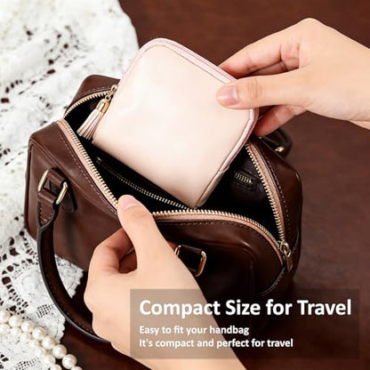 shunmei Mini Zipper Travel Jewelry Case with 5 Individual Pockets, Pink - color: Pink