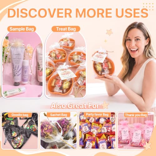 ANZNKU 100PCS Organza Bags 5x7 Peach Small Gift Mesh Drawstring Goodie Bags - color: Peach