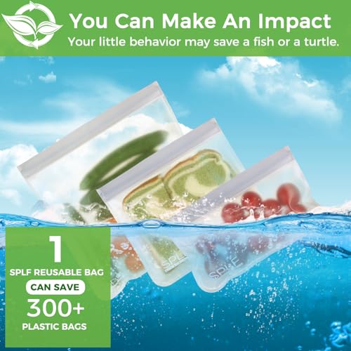 SPLF 12 Pack Dishwasher Safe Reusable Food Storage Bags, Gray - color: Gray, size: 12 Pack-2 Gallon 5 Sandwich 5 Snack