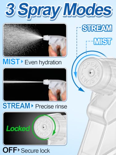 6Pcs 3 Modes Spray Bottle Nozzles Replacement Fit Standard 28/400 Neck - color: Clear
