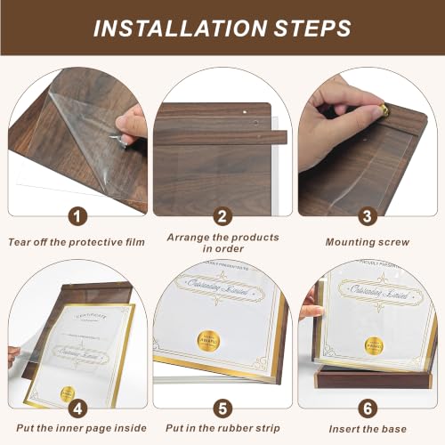 4 Pack 8.5×11 Vertical Tabletop Display Stand with Walnut Base