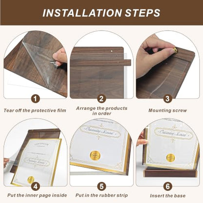 4 Pack 8.5×11 Vertical Tabletop Display Stand with Walnut Base