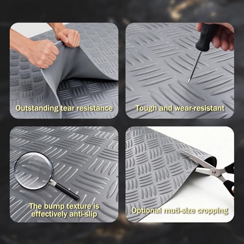 StellarStar 4x8 FT Garage Floor Mat, 2mm Thickened Ribbed Diamond Plate - color: Gray(4-Tier Diamond), size: 4x8 FT