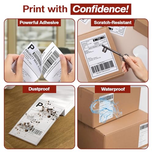 4" x 6" Fanfold Thermal Labels, 4 Stacks 2000 Direct Shipping Mailing Labels with Strong Adhesive, Waterproof and Scratch-Resistant, 1" Core Compatible with Zebra, Rollo Printer, Commercial Grade - size: 4 Stacks 2000 Labels