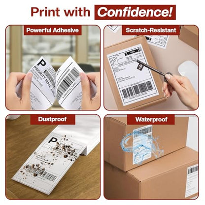 4" x 6" Fanfold Thermal Labels, 4 Stacks 2000 Direct Shipping Mailing Labels with Strong Adhesive, Waterproof and Scratch-Resistant, 1" Core Compatible with Zebra, Rollo Printer, Commercial Grade - size: 4 Stacks 2000 Labels