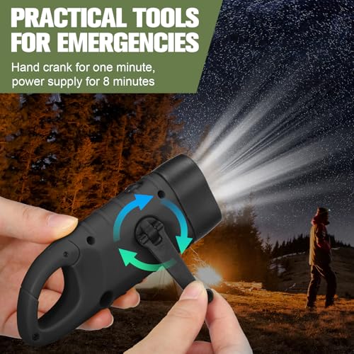 Mudder 6 Pack Hand Crank Flashlights Solar Powered Flashlight, Green,Black - color: Green,Black