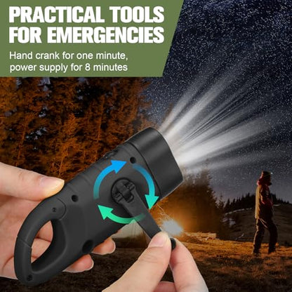 Mudder 6 Pack Hand Crank Flashlights Solar Powered Flashlight, Green,Black - color: Green,Black