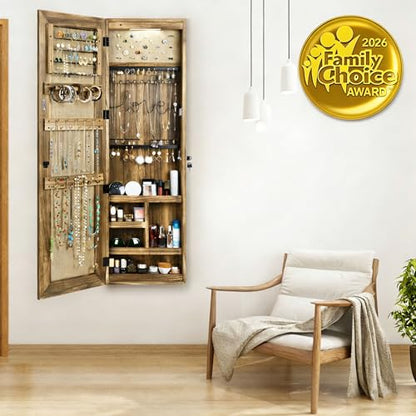 SRIWATANA Jewelry Cabinet with Mirror, Lockable Door, Carbonized Black - color: carbonized black