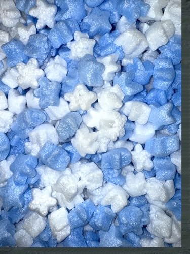 FunPak MiniPack Plant Based Biodegradable Packing Peanuts 0.60 cu ft Bag Compostable (Blue & White Stars) - style: Blue & White Stars