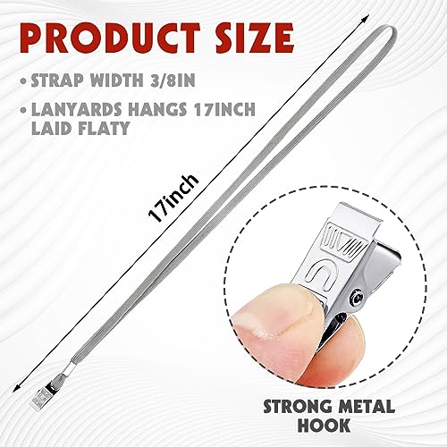 Hoolerry 300 Pcs Lanyards Bulk for ID Badges, Flat Swivel Hook, Gray - color: Gray
