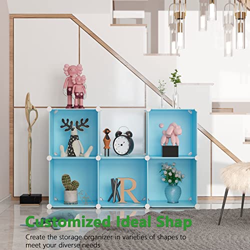C&AHOME 6-Cube Storage Organizer Cube Shelf Closet Storage Bookcase, Blue - color: Blue