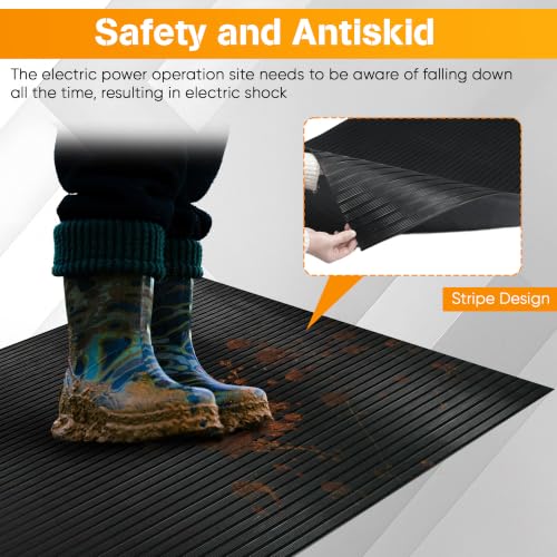 10 FT Electrical Safety Rubber Mat 6000V Insulated Rubber Mat High Voltage Insulating Rubber Floor Mats for Any Area You Need Insulation Large Non-Slip Insulation Matting