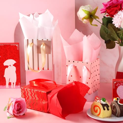 Tenare 12 Pcs Small Gift Bags Bulk,4 x 2.75 x 4.5 Inch,Red Pink White - color: Red Pink White, size: 4 x 2.75 x 4.5 Inch