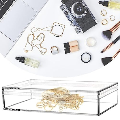 KissYou Acrylic Box 4 Pieces Small Clear Box with Lid Jewelry Storage Contanier Graduation Wedding Birthday Party Candy Boxes - size: 4.33 x 2.76 x 0.98 Inch