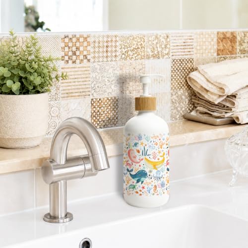 Beach Ocean Animal Glass Soap Dispenser with Pump - color: Ocean Animal