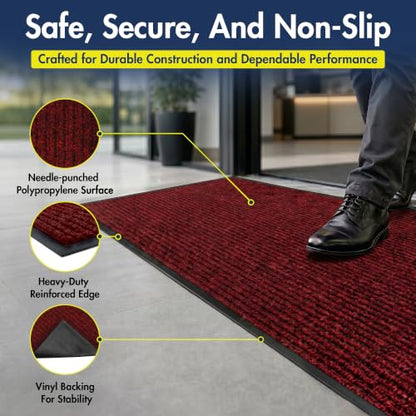 Notrax 109 Industrial Door Mat, 3' x 6' Red, Made in the USA - color: Red / Black, size: 3' x 6' (Rectangular)