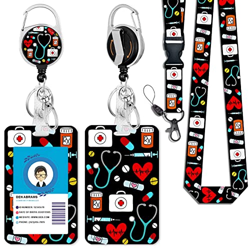 Giancomics Nurse Retractable Badge Reel Clip Lanyards for ID Badges Holder - color: Nurse