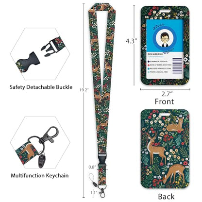 Giancomics Animal Lanyard for ID Badges, Badge Holder Retractable Reel Card - color: Floral Animal
