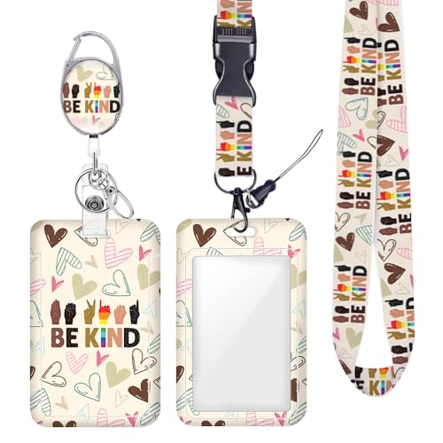 Be Kind ID Badge Holder with Lanyard Retractable Badge Reel - color: Multicolor 1616