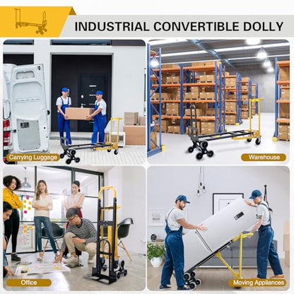 3 in 1 Stair Climbing Dolly Cart with Wheels,1000LBS(Yellow) - color: Yellow