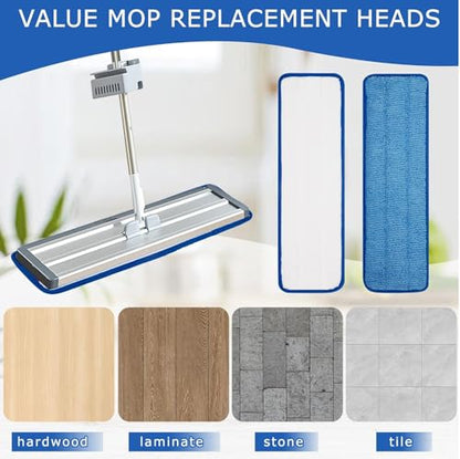 12 Pack of 18 inch Microfiber Pad Universal for Commercial/Industrial/Professional use. Fits 16-18 Inch Heads Heavy Duty Wet & Dry Cleaning Reusable Refills Fit for Most Flat Mops - size: 12