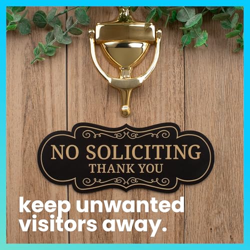 ExcelMark Premium No Soliciting Sign for House - Made in the USA (Small - 2"x 5", Black with Gold Letters) - color: Black/Gold Designer, size: Small