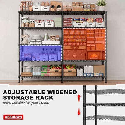 REIBII 5-Tier Heavy Duty Metal Shelving, 1500LBS 72.4" H Storage Shelf - style: Black-15.8" Dx61.7" Wx72.4" H-5 Tier