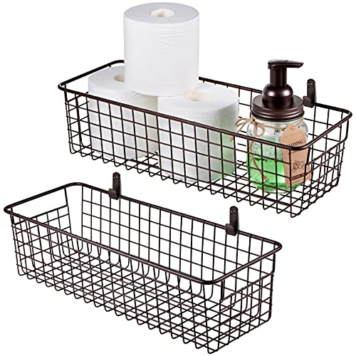 SheeChung Wire Storage Baskets, Metal Toilet Paper Basket Holder, Bronze - color: Bronze, size: Large, 2 Pack