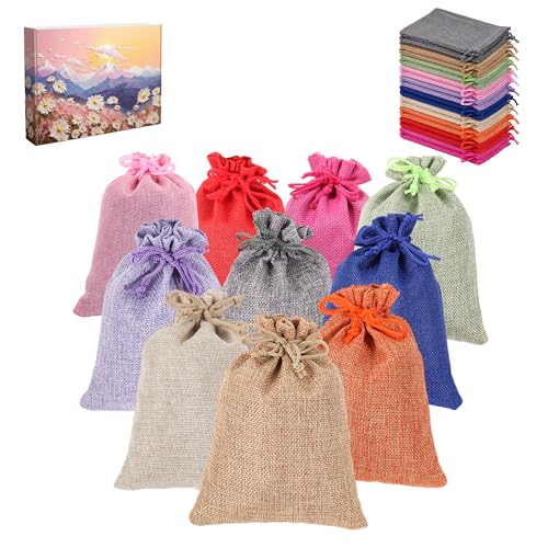 Burlap Gift Bags 5x7, 20 Pack Colorful Drawstring Pouches for Favors - color: Burlap (Pack of 20)