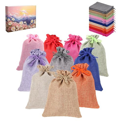 Burlap Gift Bags 5x7, 20 Pack Colorful Drawstring Pouches for Favors - color: Burlap (Pack of 20)