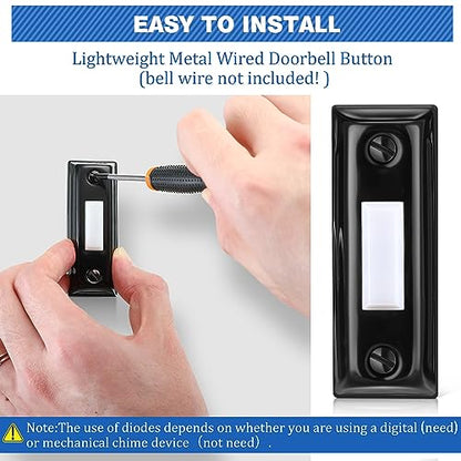 Saillong Wired Doorbell Chime with 2 Lighted Push Buttons, Bar Style - style: Checked