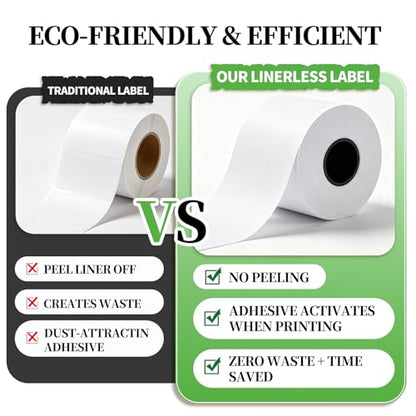 Sticky Linerless Thermal Receipt Paper, 3 1/8"x170', 6 Rolls