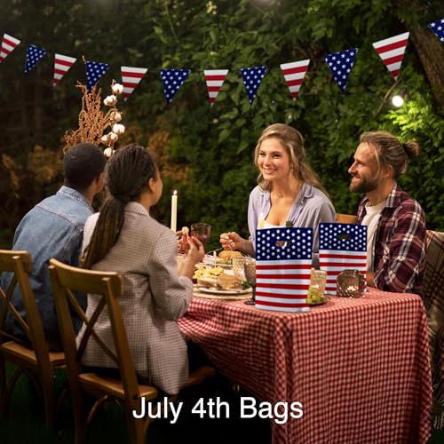 Choice Marts 100 USA Flag Merchandise Bags 9x12 Patriotic Bags With Handles - color: USA Flag